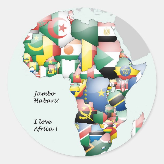 Celebration of Africa in Flags Design Classic Round Sticker (Front)