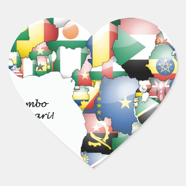Celebration of Africa in Flags Design Heart Sticker (Front)