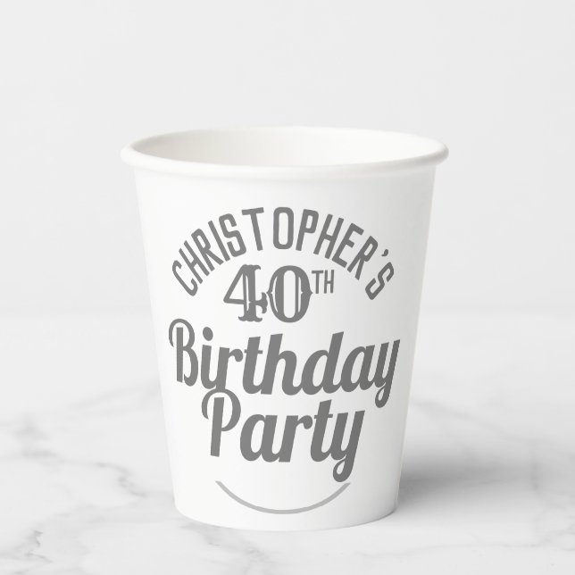 Celebration of Age 40th Birthday Paper Cups (Front)