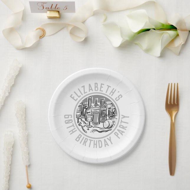 Celebration of Age 60th Birthday Paper Plates (Wedding)