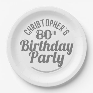 Celebration of Age 80th Birthday Paper Plates