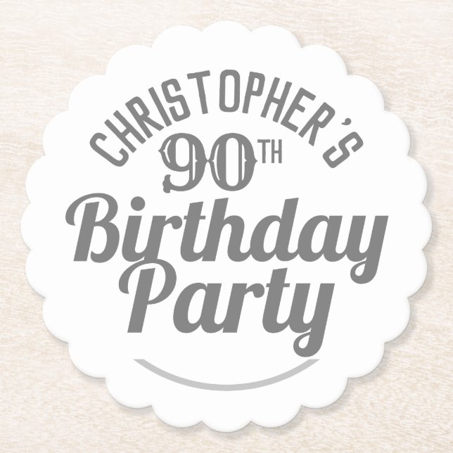 Celebration of Age 90th Birthday Paper Coaster (Front)