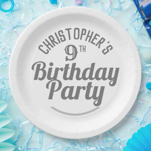 Celebration of Age 9th Birthday Paper Plates