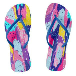 Celebration of Colour Abstract Art Flip Flops