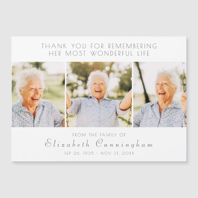 Celebration of Her Life Modern Thank You Card (Front)