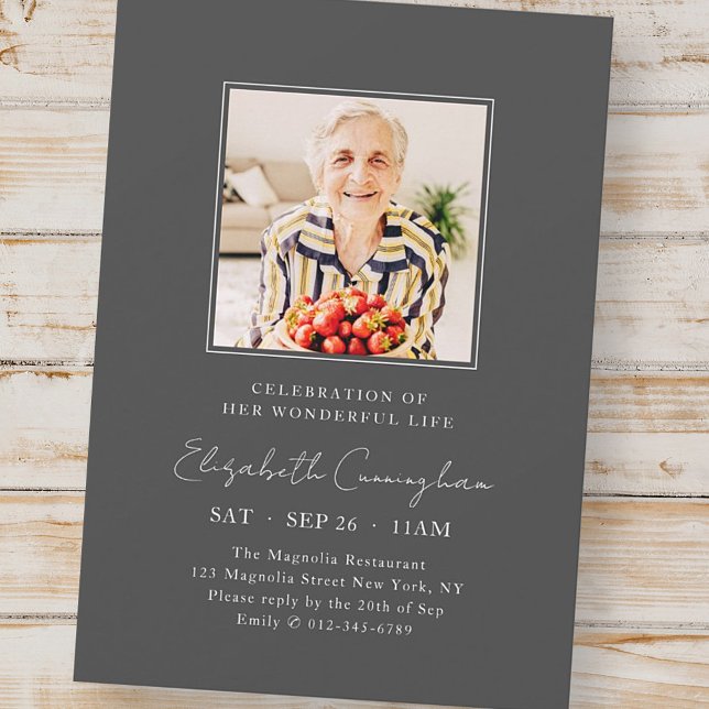 Celebration of Her Wonderful Life Modern Memorial Invitation (Creator Uploaded)