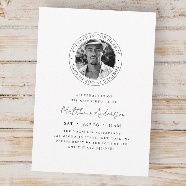 Celebration of His Wonderful Life Modern Memorial Invitation (Creator Uploaded)