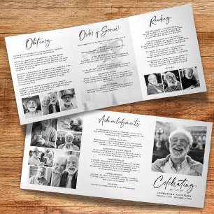 Celebration of Life 14-Photo Black & White Funeral Tri-Fold Programme