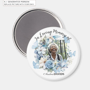 Celebration Of Life 1 Photo Garland Blue Floral  Magnet