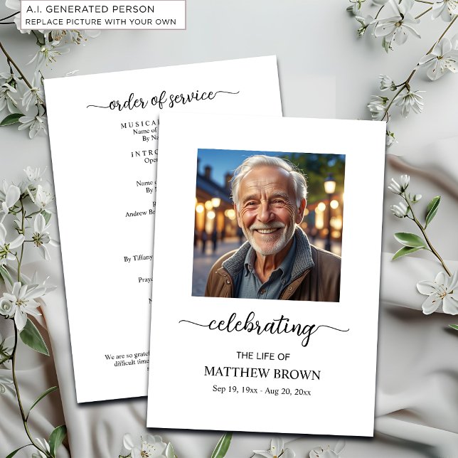 Celebration of Life 1 Photo Memorial Funeral  Program (Creator Uploaded)