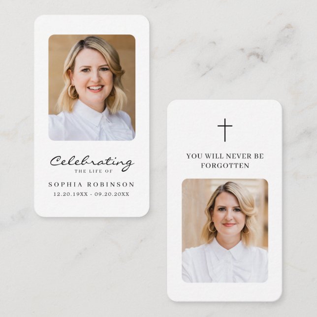 Celebration of Life 2 Photo Funeral Prayer Card (Front/Back)