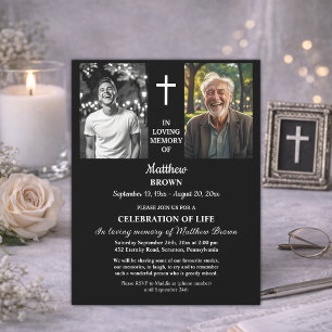 Celebration Of Life 2 Photos Funeral  Invitation