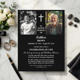 Celebration Of Life 2 Photos Funeral  Postcard