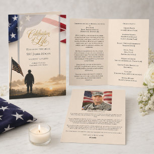 Celebration of Life American Flag Military Funeral Program