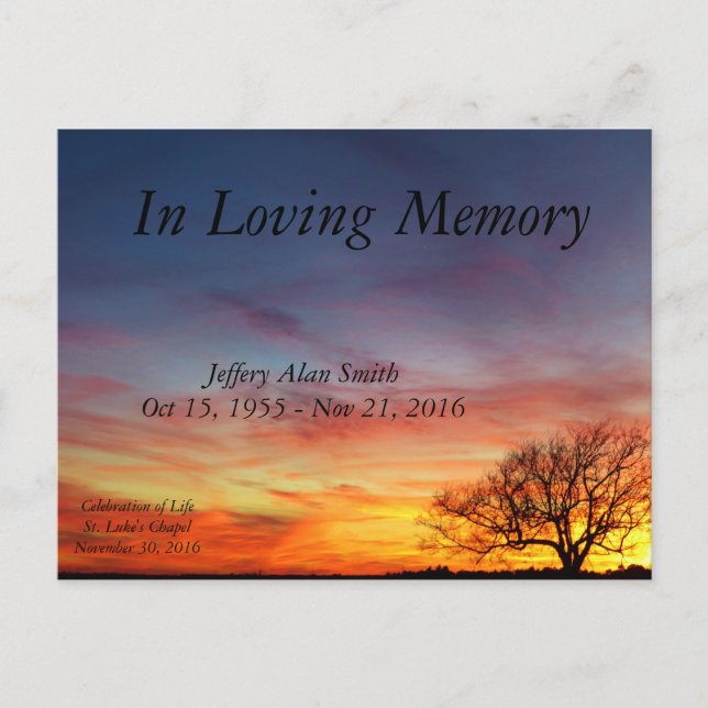 Celebration of Life Announcement Postcard (Front)