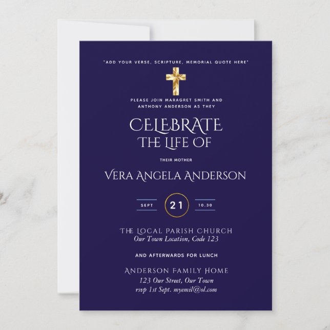 Celebration of Life Catholic Funeral Memorial Inv. (Front)