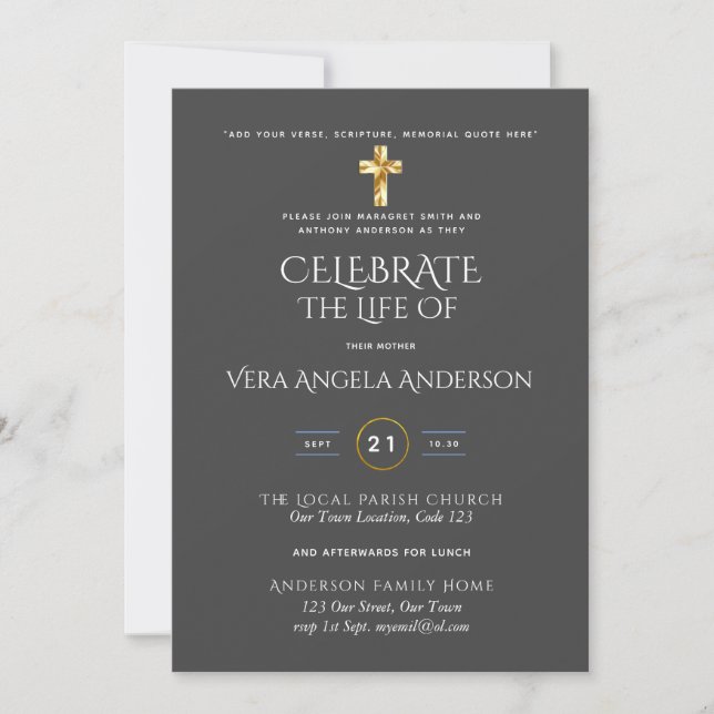 Celebration of Life Catholic Funeral Memorial Inv. (Front)
