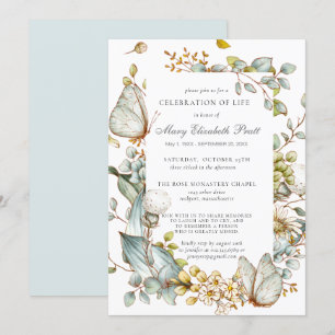 Celebration of Life Dusty Blue Botanical Invitation
