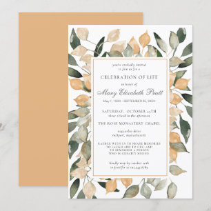 Celebration of Life Dusty Terracotta Botanical Invitation