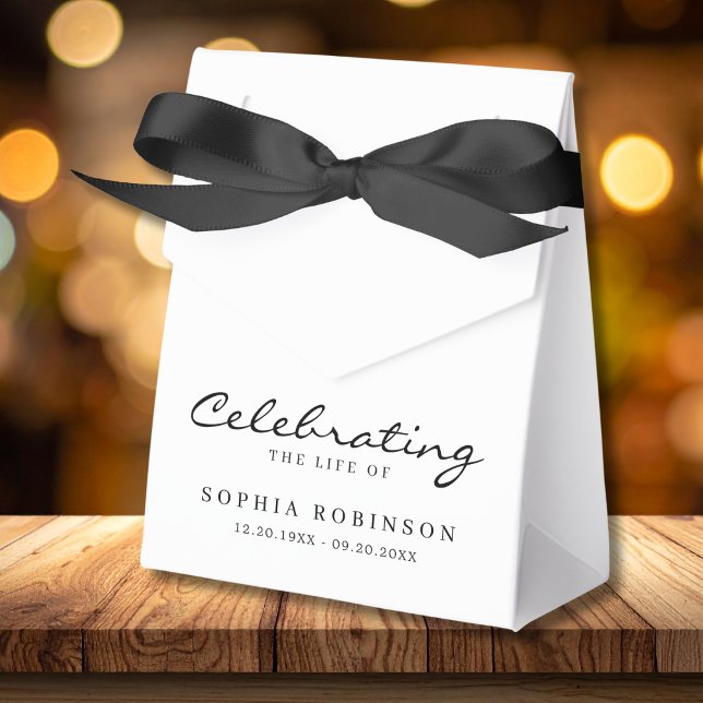 Celebration of Life Elegant Script Funeral  Favor Box (Creator Uploaded)