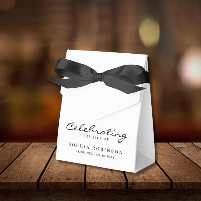 Celebration of Life Elegant Script Funeral  Favor Box (Creator Uploaded)
