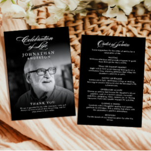 Celebration of Life Elegant Script Photo Funeral Program