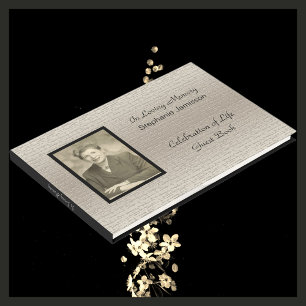 Celebration of Life, Elegant Silver With Photo Guest Book