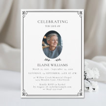 Celebration of Life Elegant White Funeral Photo