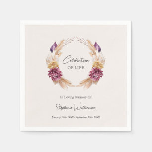 Celebration of Life Fall Floral Wreath Napkin