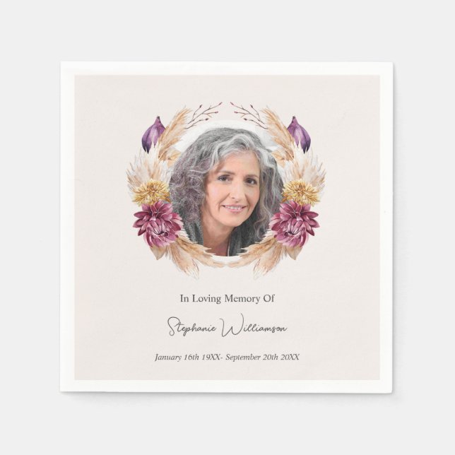Celebration of Life Fall Floral  Wreath  Napkin (Front)