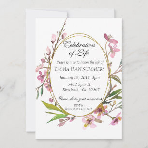 Celebration of Life Floral Cherry Blossoms Frame Invitation