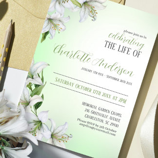 Celebration of life Floral Funeral Invitation