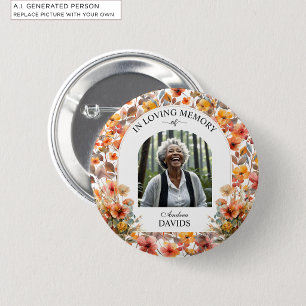 Celebration Of Life Floral Funeral Keepsake 2 Inch Round Button