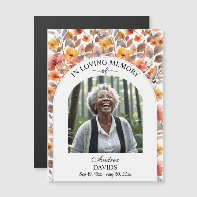 Celebration Of Life Floral Magnetic Keepsake (Front/Back)