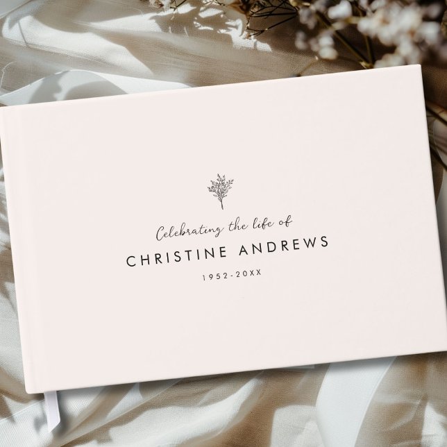 Celebration of Life Floral Memorial Beige Mist Guest Book (Celebration of Life Floral Memorial Beige Mist Guest Book)