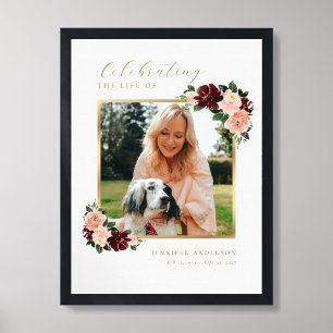 Celebration of Life Floral Photo Welcome Sign