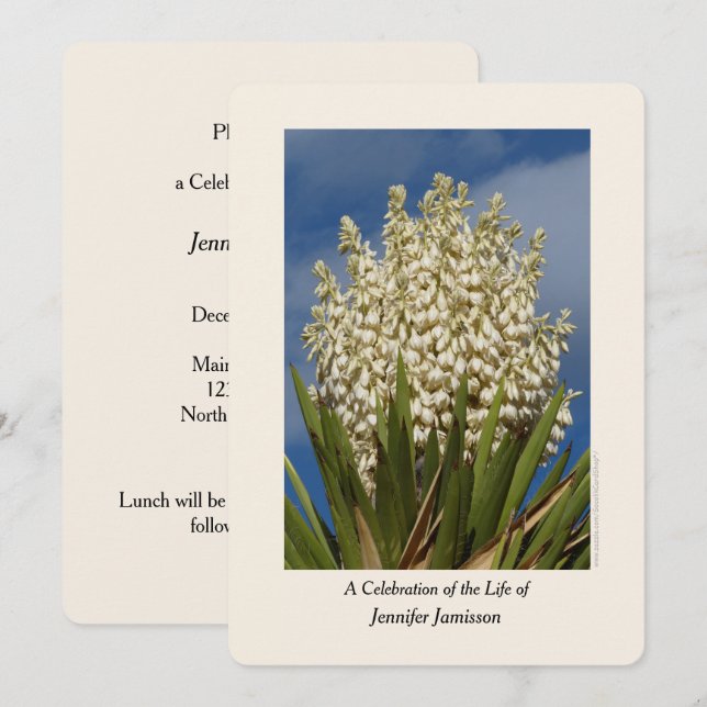 Celebration of Life, Floral, Yucca in Bloom Invitation (Front/Back)