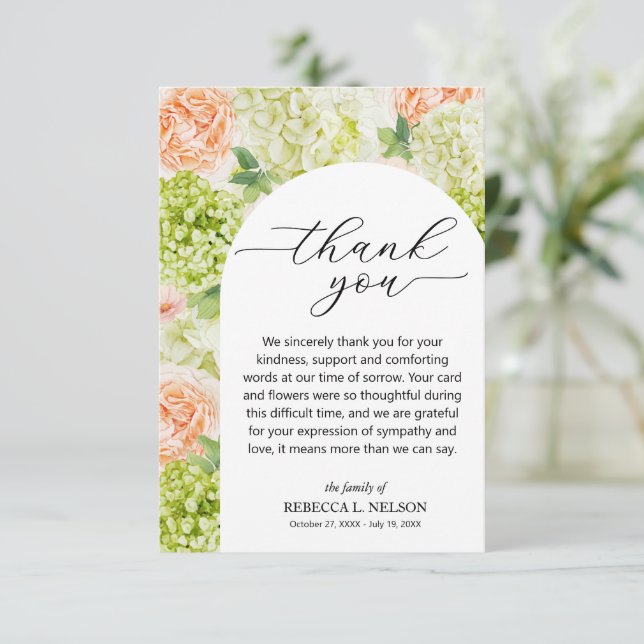 Celebration of Life Funeral Floral Thank You Card (Standing Front)