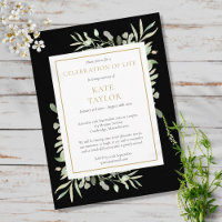Celebration of Life Funeral Greenery Invitation 