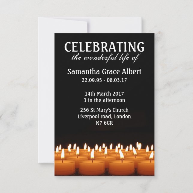 Celebration of life. Funeral Invite. RSVP Card (Front)