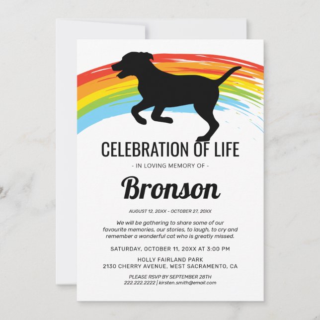 Celebration of Life | Funeral Memorial Dog Invitation (Front)