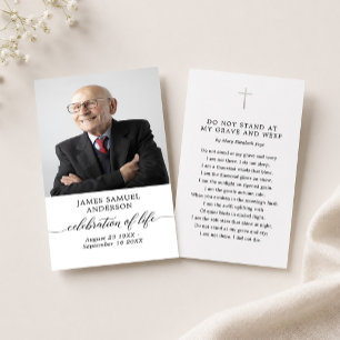 Celebration of Life Funeral Memorial Poem Card