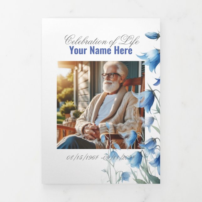 Celebration of Life Funeral Memorial Service Tri-Fold Announcement (Cover)