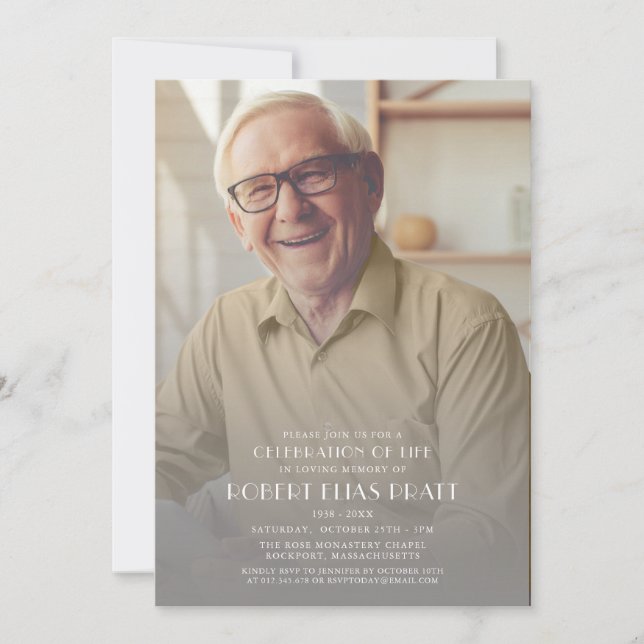 Celebration of Life Funeral Personalized Photo Inv Invitation (Front)