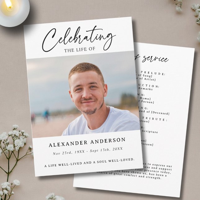 Celebration of Life Funeral Photo Memorial Program (Creator Uploaded)