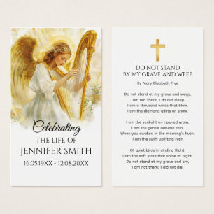 Celebration of Life Funeral Poem Prayer Card 