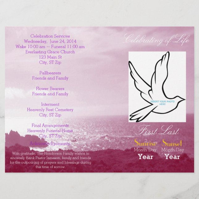Celebration of Life Funeral Program-single fold (Front)
