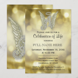 Celebration of Life - Gold Bokeh Invitation