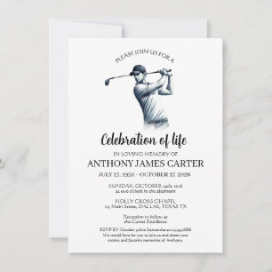 Celebration of Life Golfer Golf Funeral  Invitation