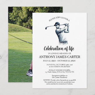 Celebration of Life Golfer Golf Photo Funeral  Invitation